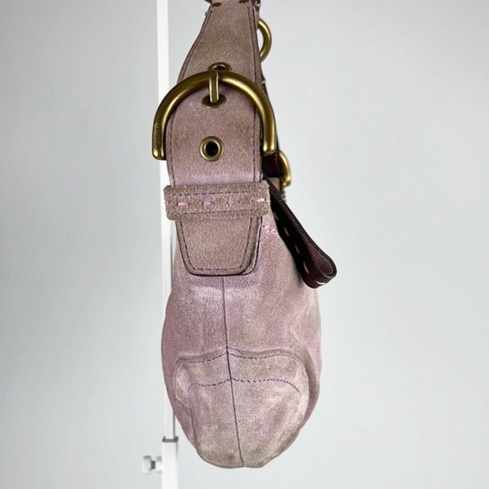 Coach Y2K Suede Pastel Lavender Pink Mini Small Hobo Shoulder Bag 9658 - Picture 5 of 16